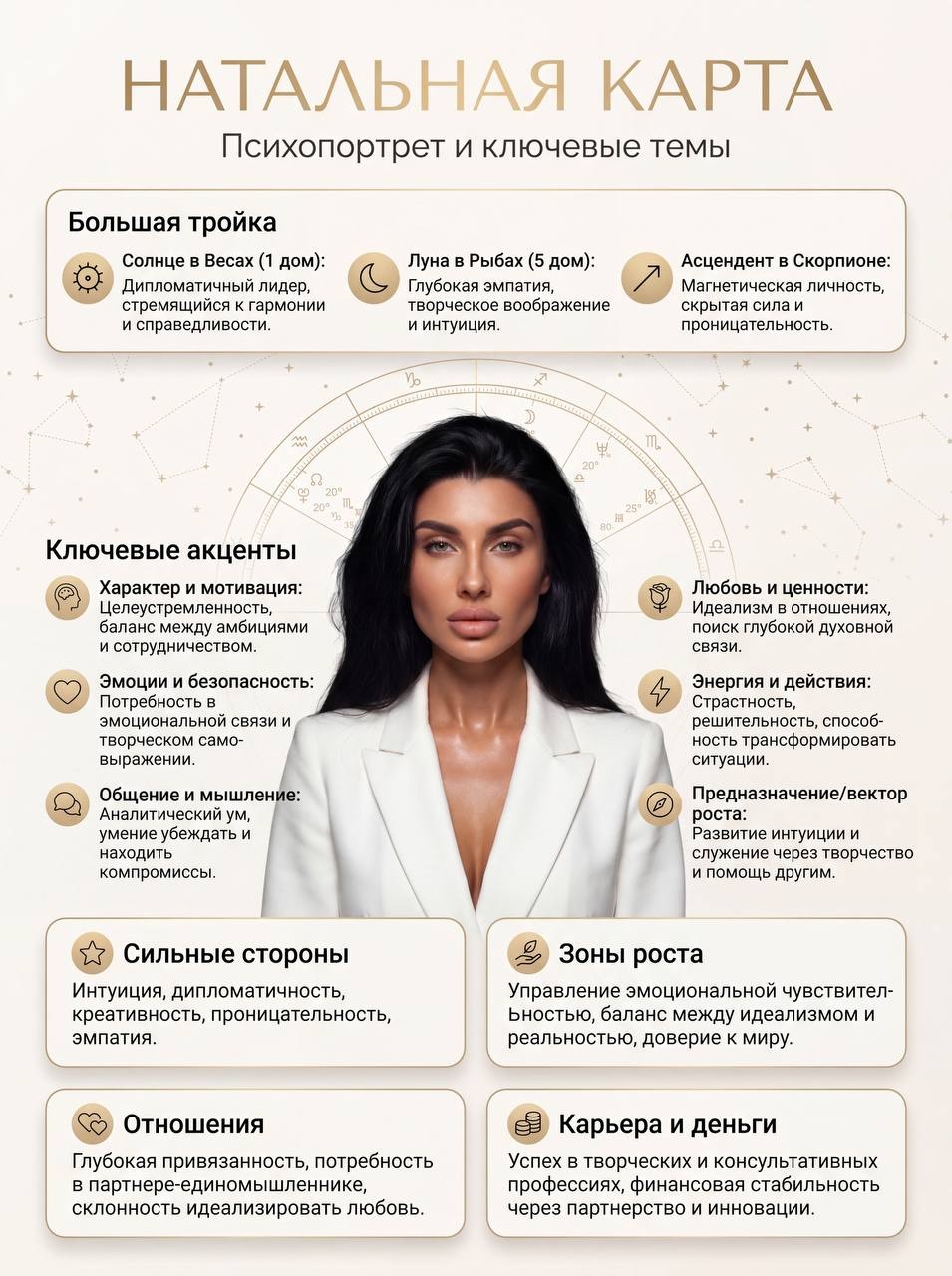 Премиальный постер натальной карты с портретом