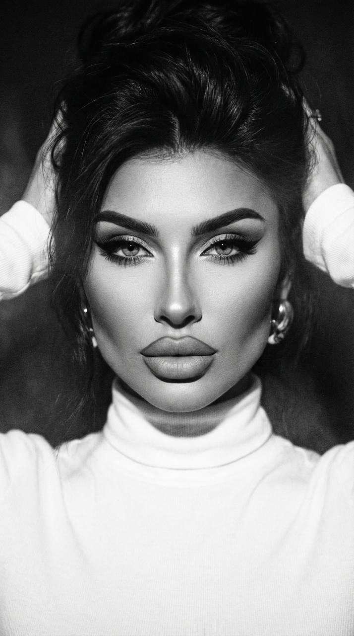Чёрно-белый Vogue-портрет женщины в водолазке