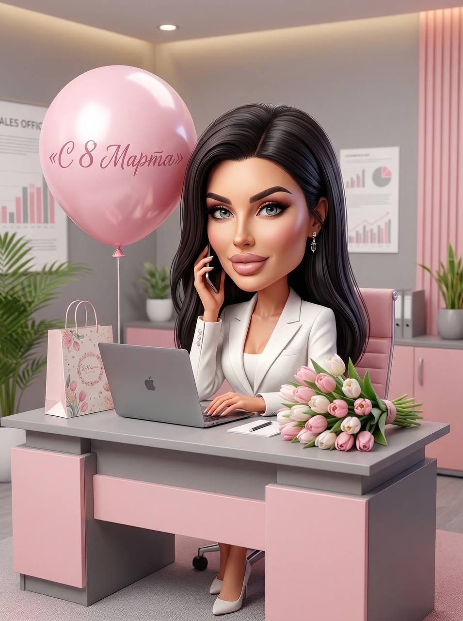 Очаровательный менеджер по продажам в весеннем офисе