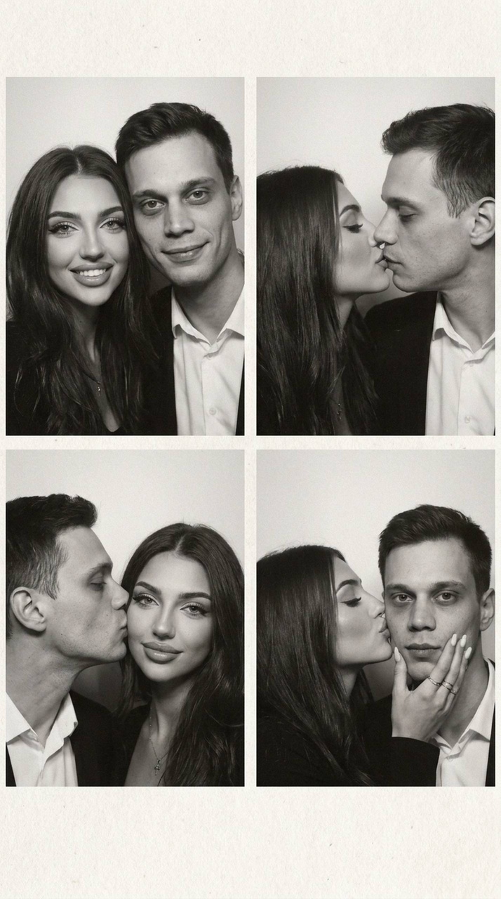 Чёрно-белый фотобудка-коллаж молодой пары