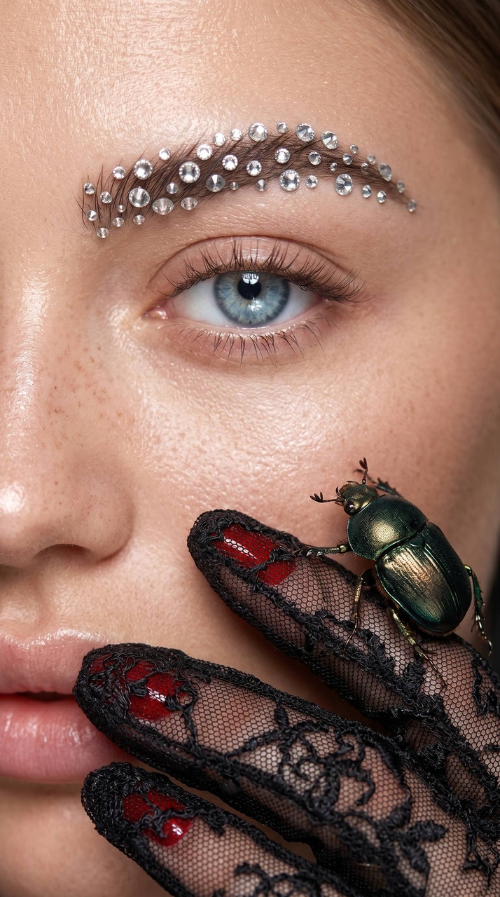 Эфемерный макропортрет девушки в стиле haute couture