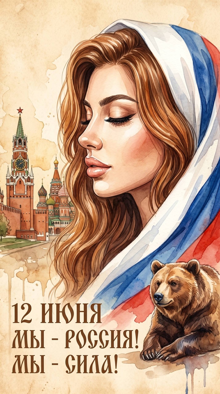 Патриотический плакат ко Дню России с Кремлём