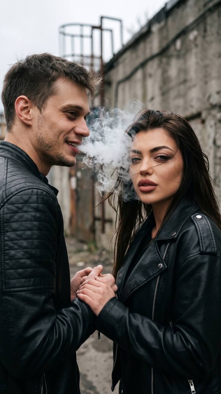 Интимный портрет пары в индустриальной обстановке