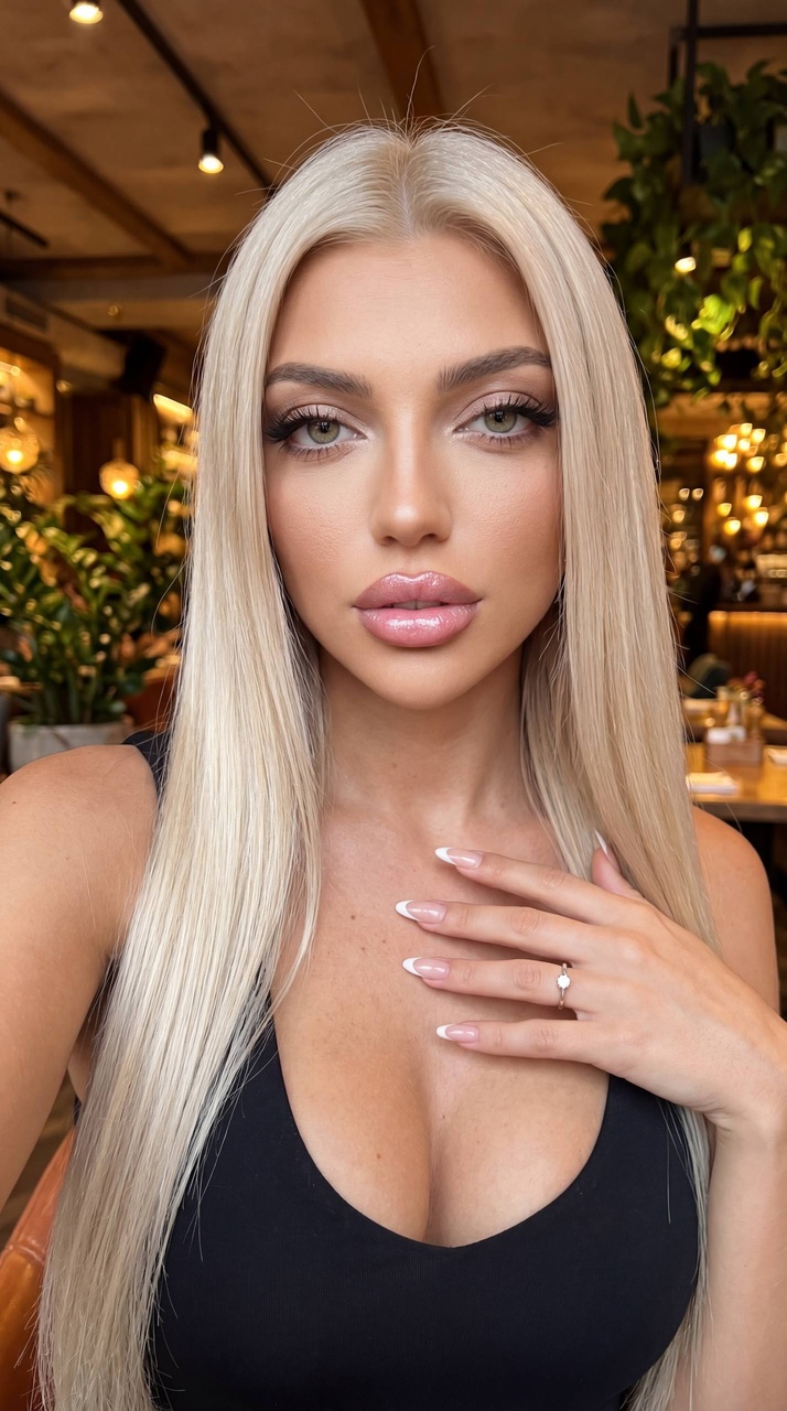 Роскошный fashion-селфи женщины в ресторане