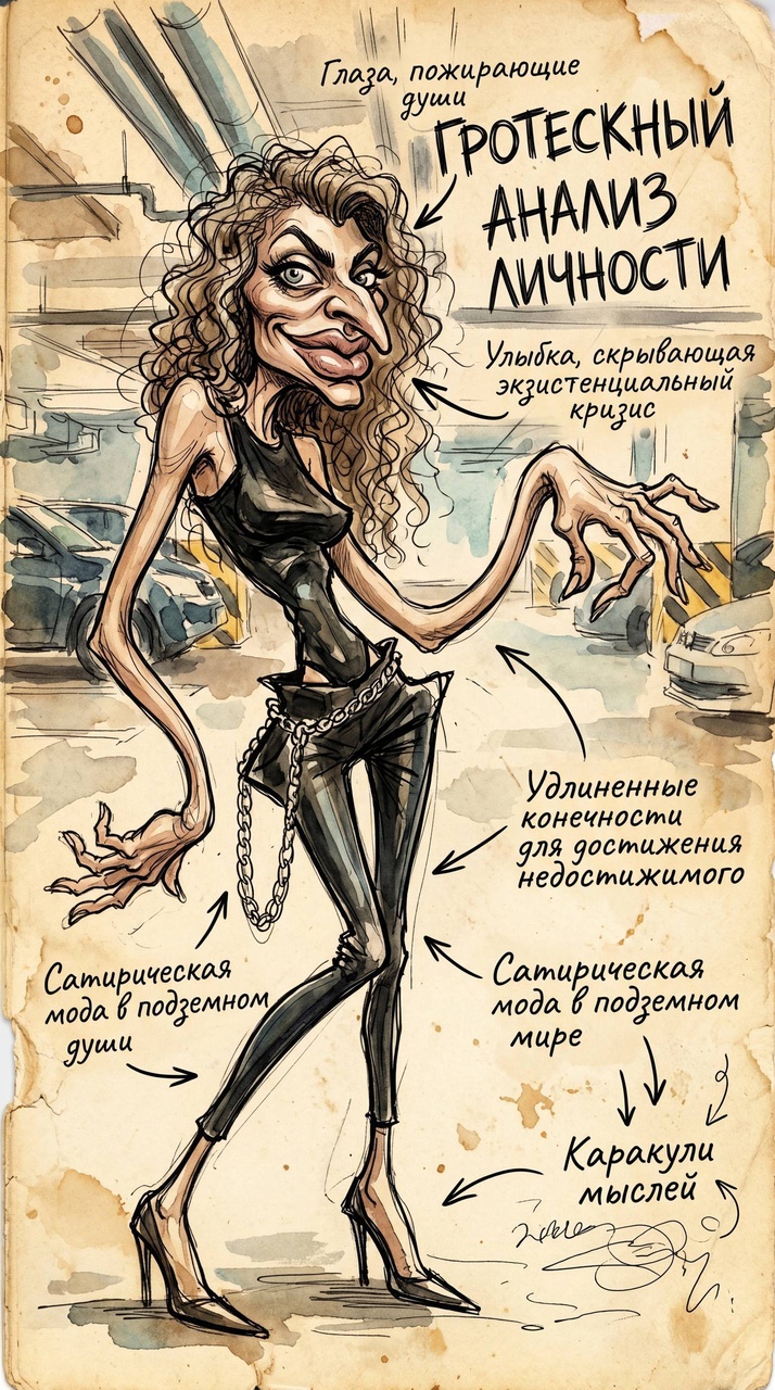 Гротескная карикатура модного человека на бумаге