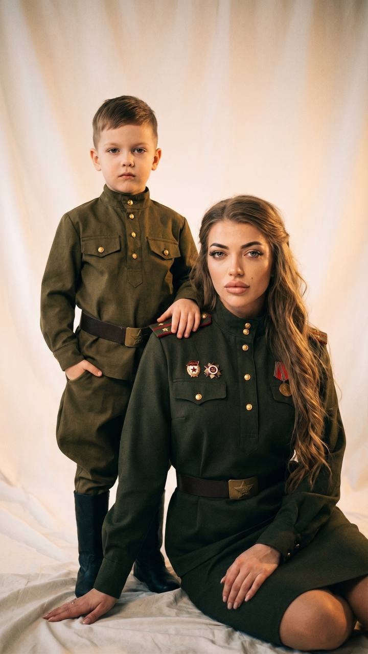 Мать и сын в советской военной форме