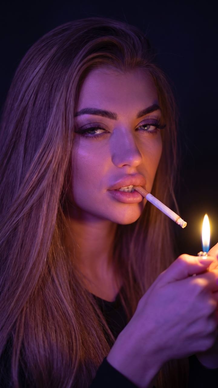 Интимный портрет блондинки с сигаретой