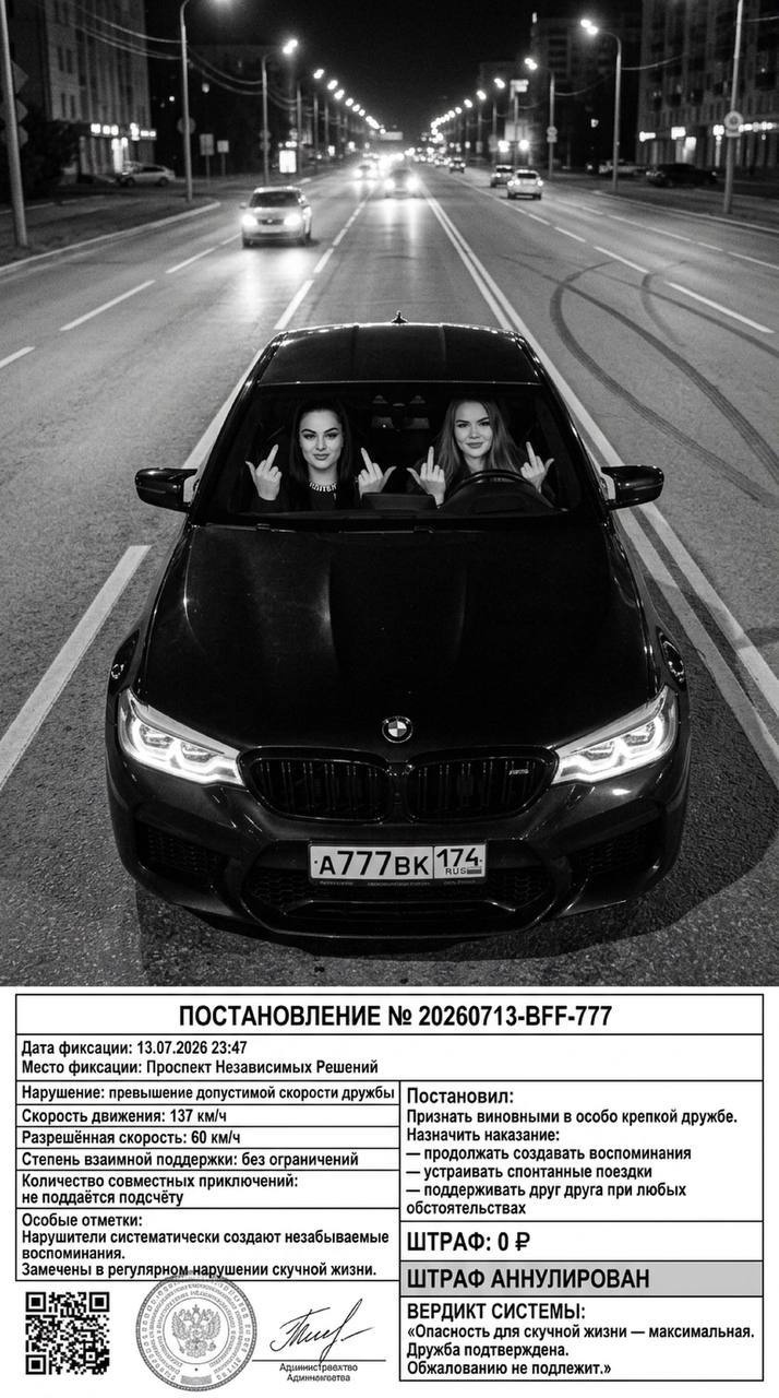 Чёрно-белое фото BMW M5 в стиле штрафа
