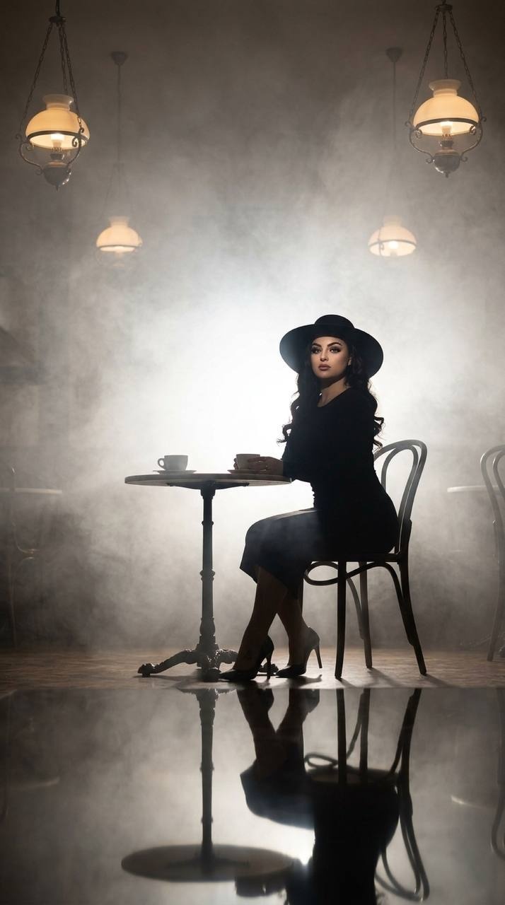 Элегантная женщина в старом европейском кафе