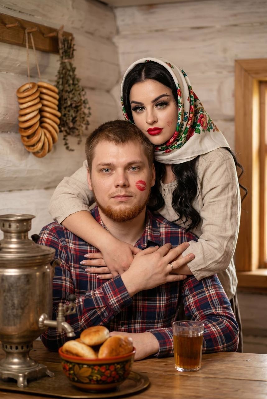 Портрет пары в традиционной русской избе
