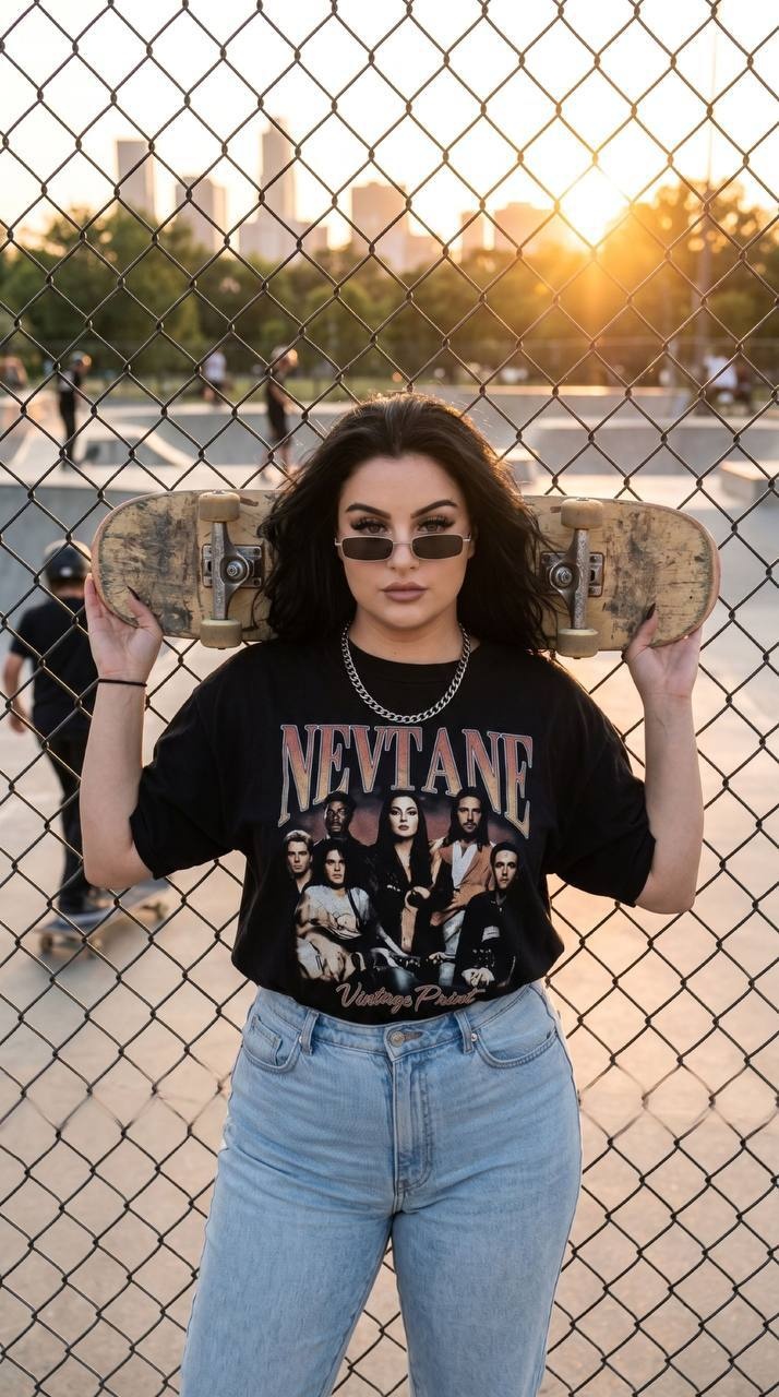 Уличный fashion-портрет у скейт-парка на закате