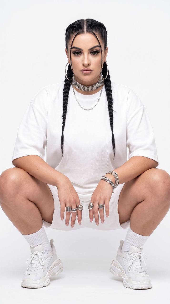 Портрет в люксовом streetwear-стиле в белой студии