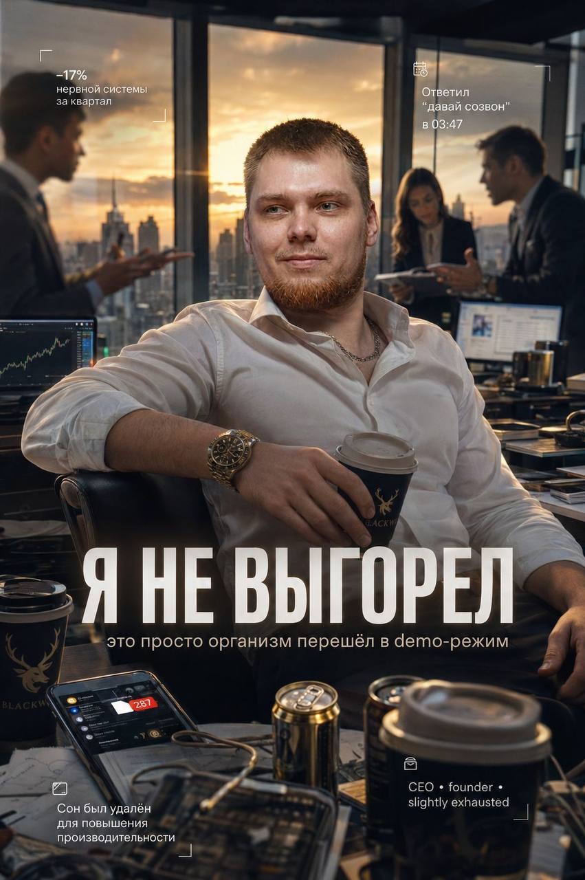 Молодой предприниматель в офисе на рассвете
