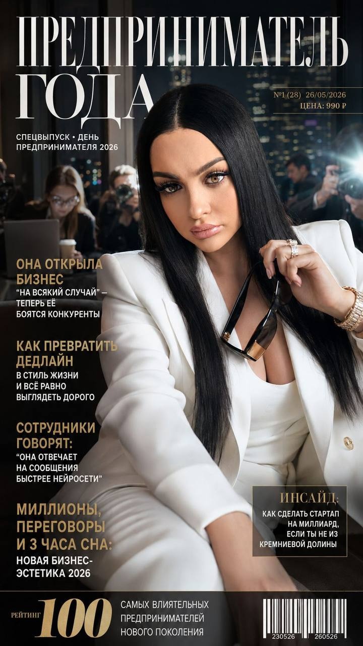 Обложка журнала о бизнесе с молодой предпринимательницей