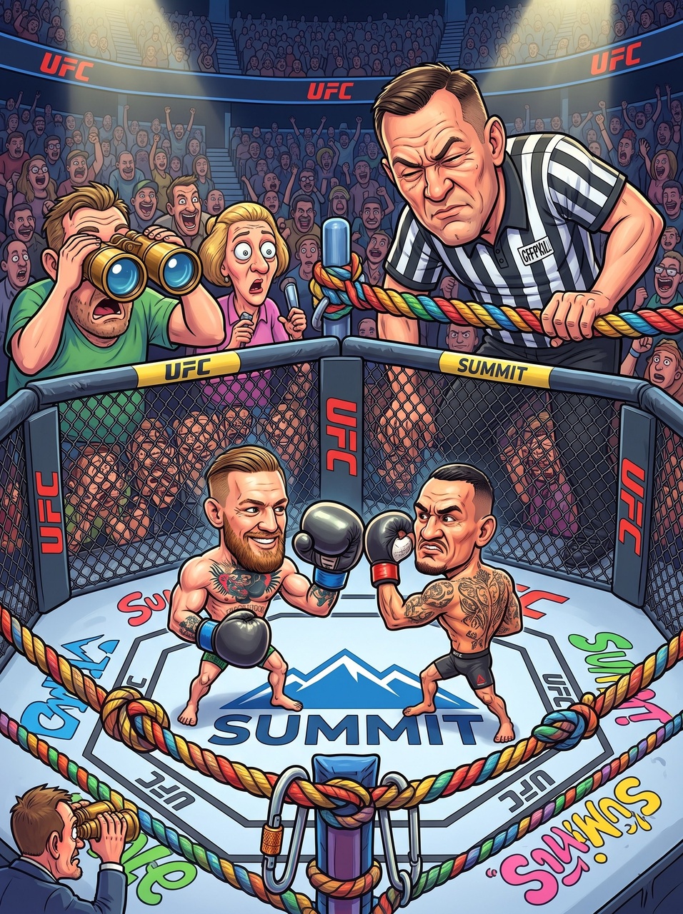 Мультяшный бой в UFC с гигантским рефери
