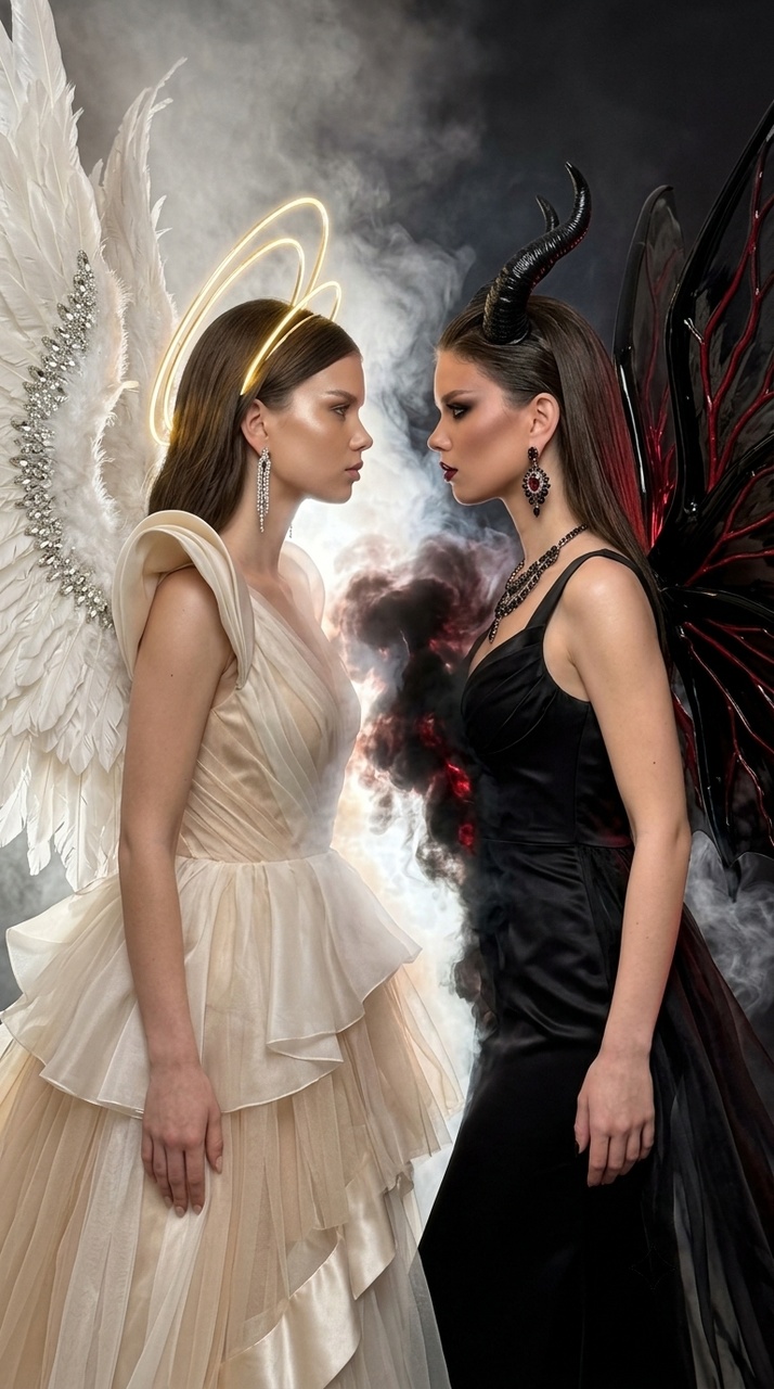 Глянцевый fashion-портрет ангела и демона