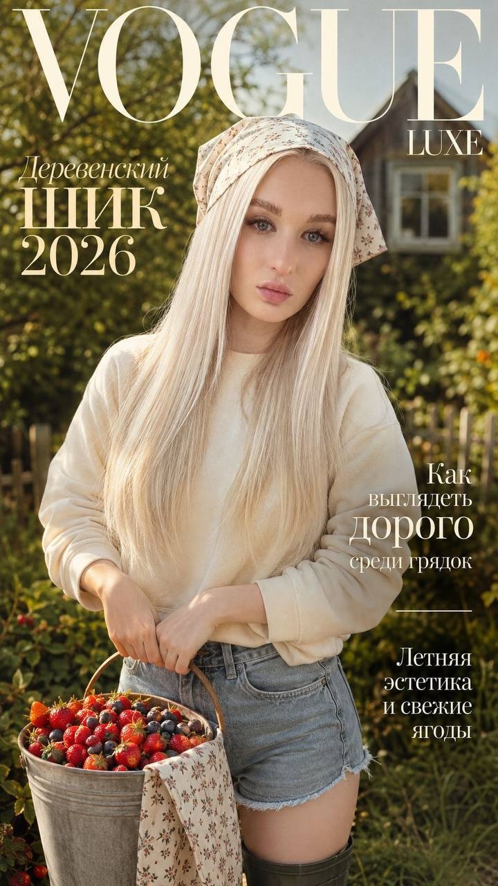 Модная обложка в летнем саду с ягодами